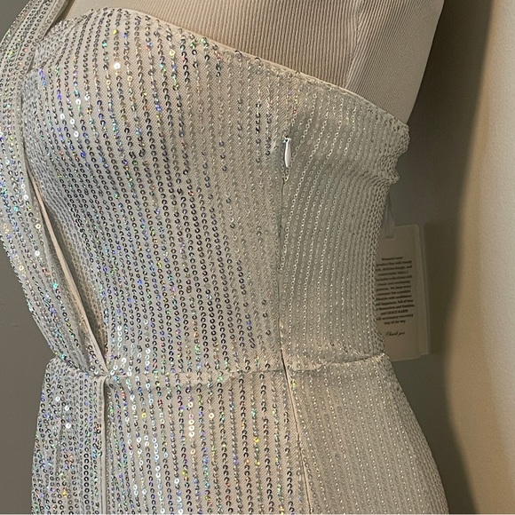 GRACE KARIN Women Sequined Party Dress One-Shoulder Irregular Wrap Hem Bodycon S - Picture 6 of 12